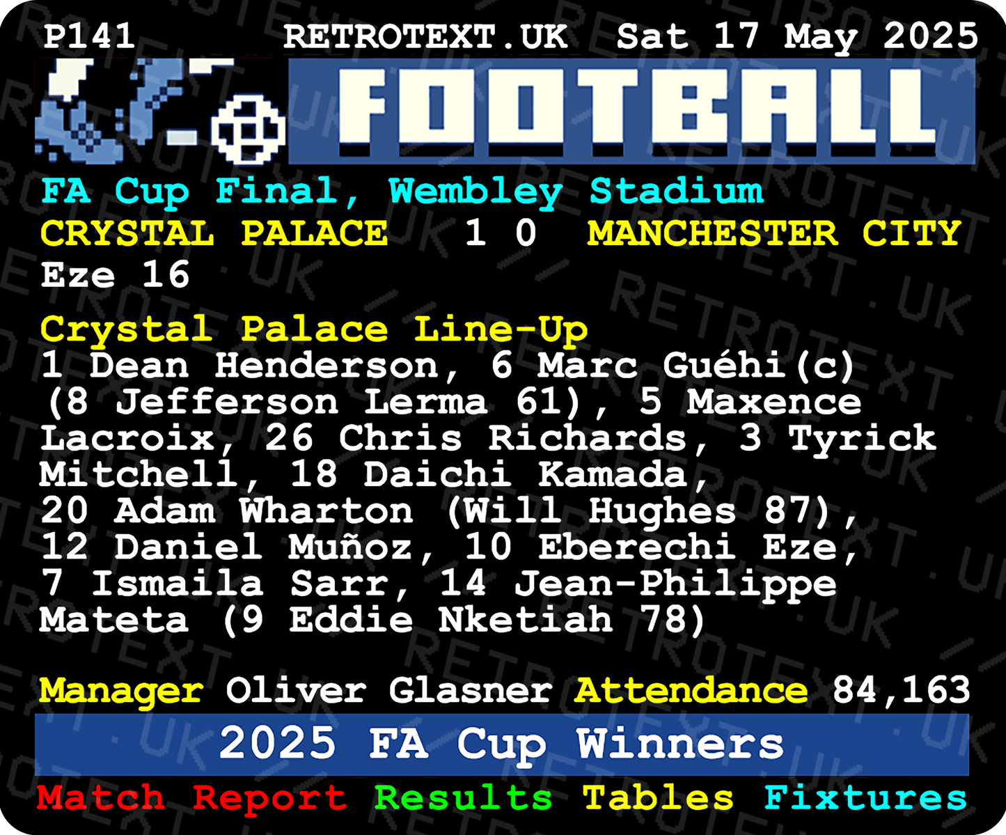 2025 Crystal Palace FA Cup Winners Mug