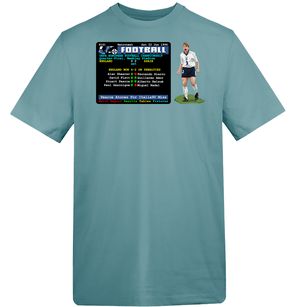 Euro96 Stuart Pearce Penalty v Spain T-Shirt
