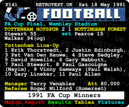 Tottenham Hotspur 1991 FA Cup Winners Teletext Mug
