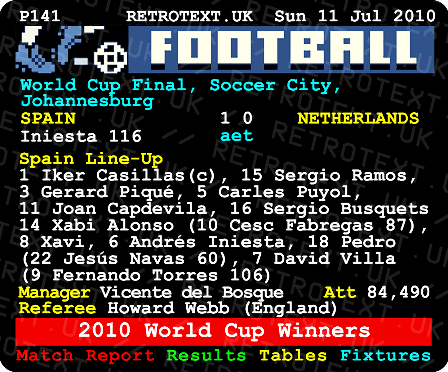 Spain 2010 World Cup Winners Teletext Mug