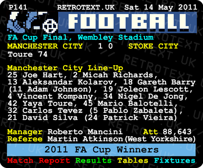 Manchester City 2011 FA Cup Winners Teletext Mug