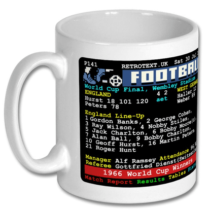 England 1966 World Cup Winners Bobby Charlton Teletext Mug