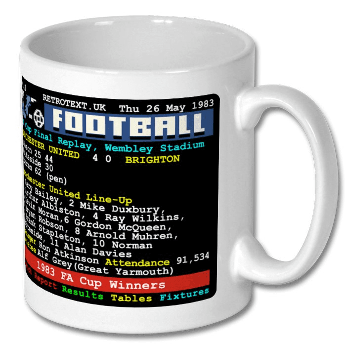 Manchester United 1983 FA Cup Winners Teletext Mug