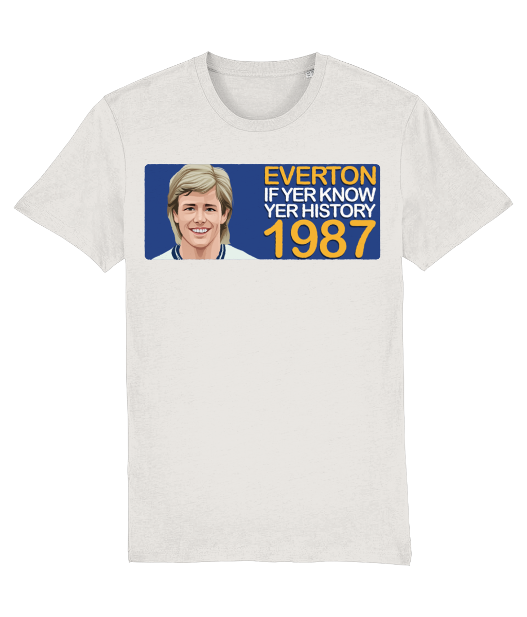 Everton 1987 Adrian Heath If Yer Know Yer History Unisex T-Shirt