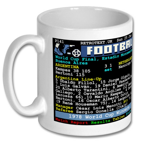Argentina 1978 World Cup Winners Teletext Mug Ceramic 11oz mug Retrotext