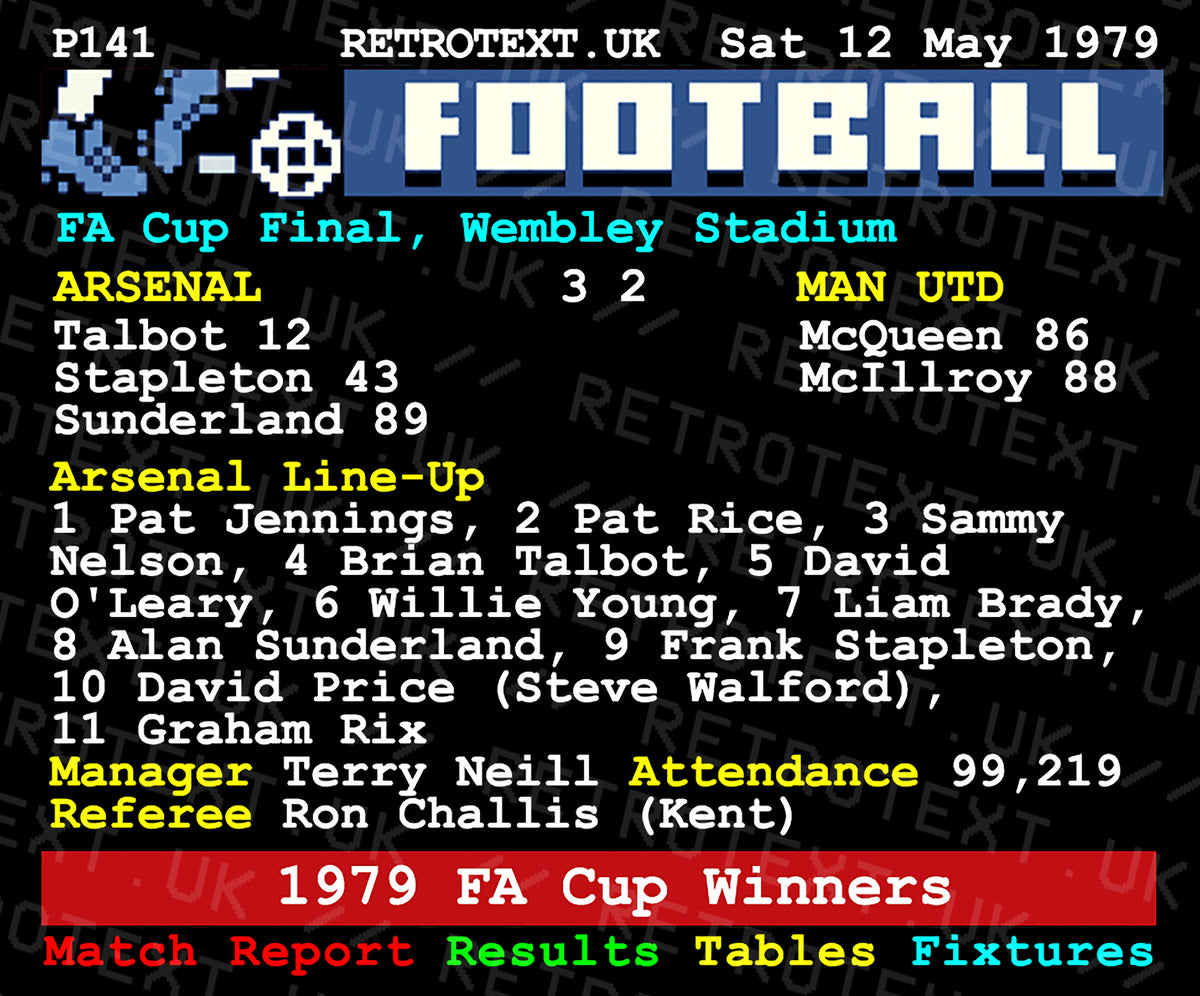 Arsenal 1979 FA Cup Winners Alan Sunderland Teletext Mug Ceramic 11oz mug Retrotext