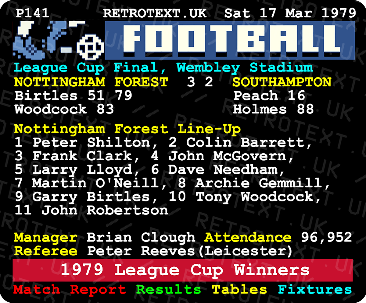 Nottingham Forest 1979 League Cup Winners Brian Clough Mug