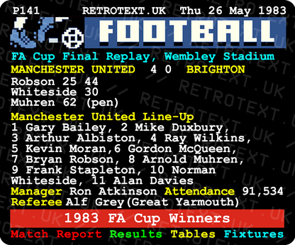 Manchester United 1983 FA Cup Winners Bryan Robson Teletext Mug