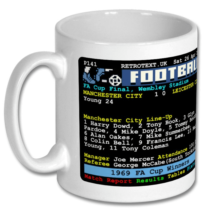 Manchester City 1969 FA Cup Winners Teletext Mug With Player Choice