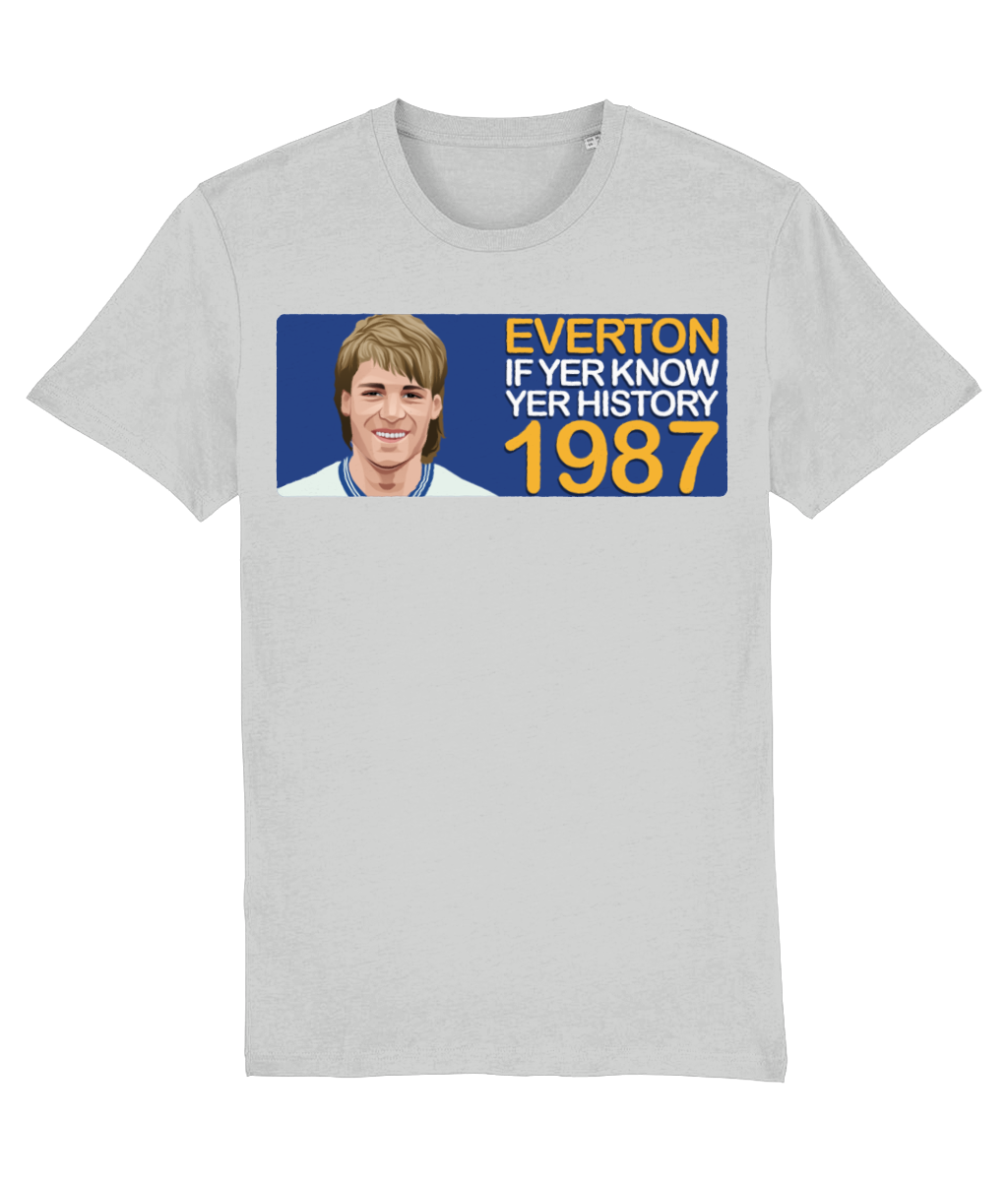 Everton 1987 Pat van den Hauwe If Yer Know Yer History Unisex T-Shirt