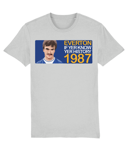 Everton 1987 Derek Mountfield If Yer Know Yer History Unisex T-Shirt