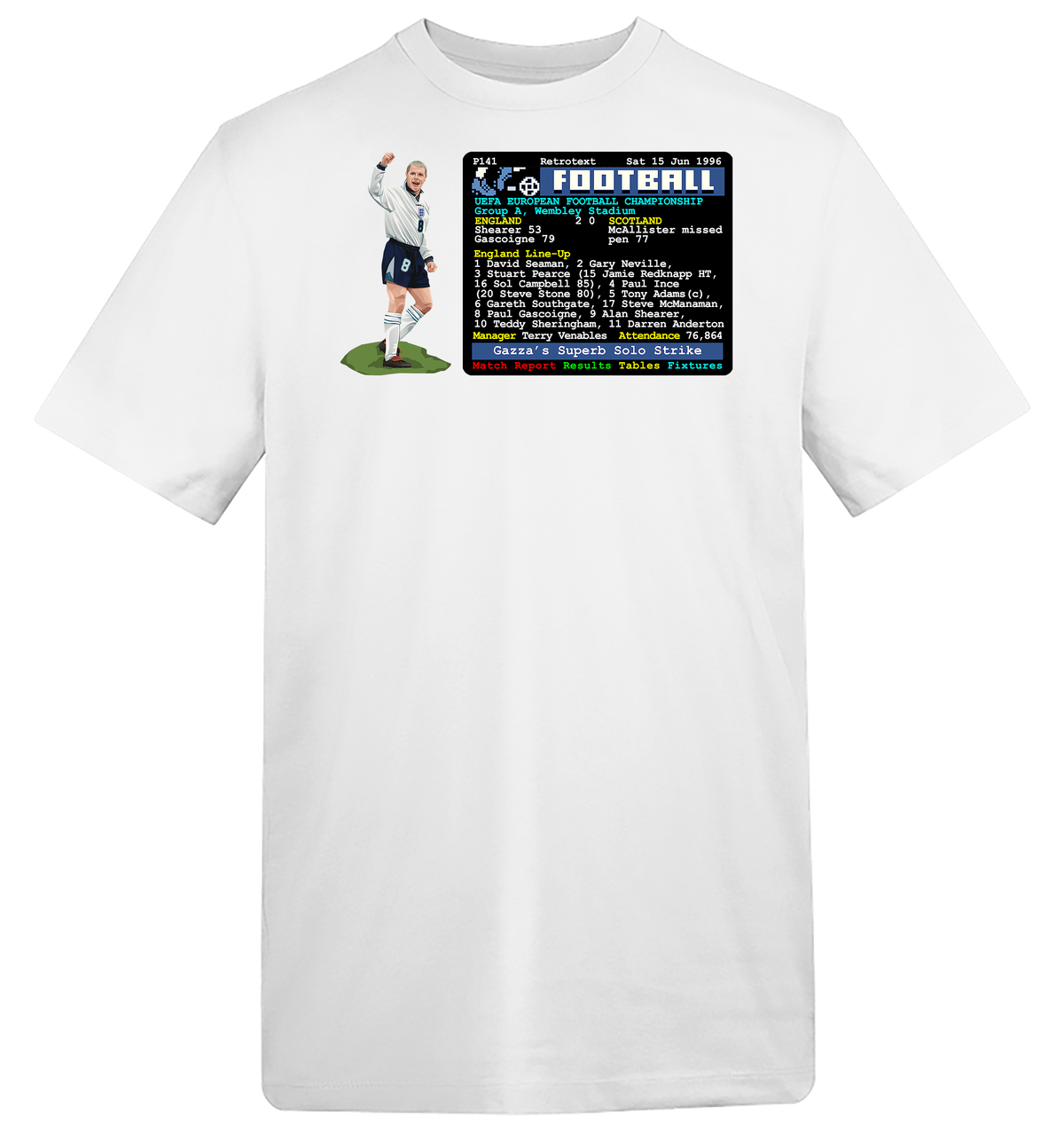 Euro96 Gazza's Wonder Goal v Scotland T-Shirt