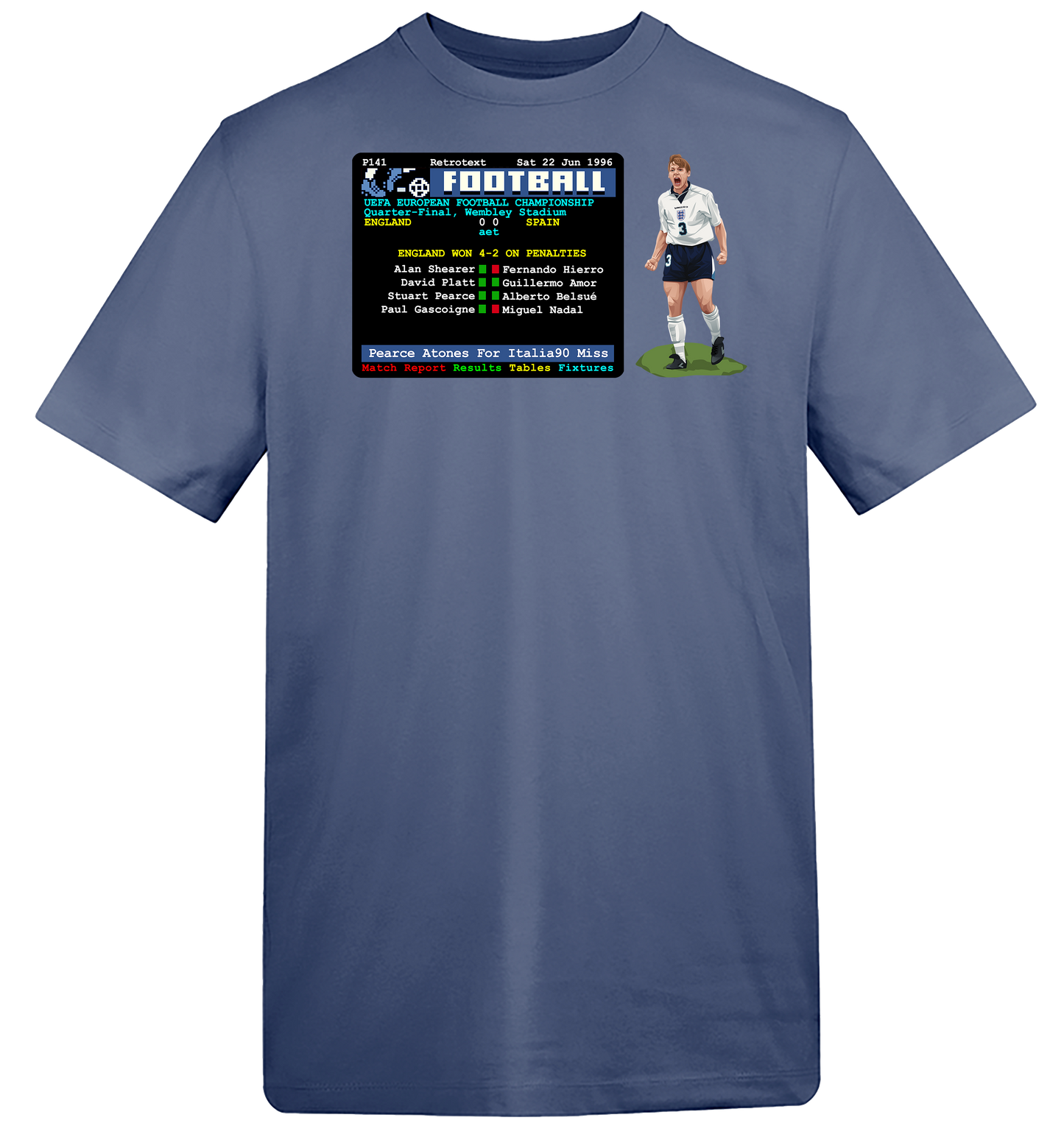 Euro96 Stuart Pearce Penalty v Spain T-Shirt