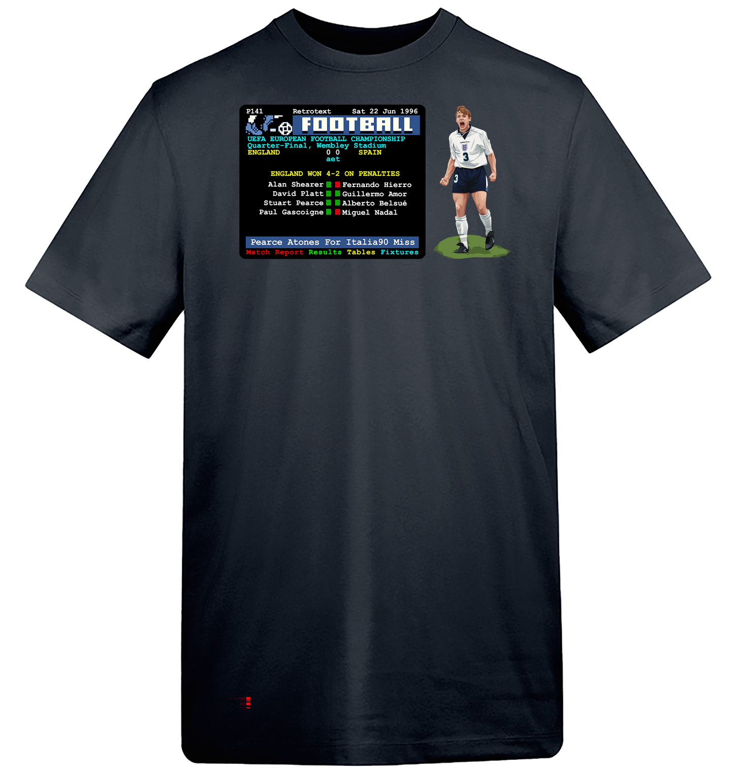 Euro96 Stuart Pearce Penalty v Spain T-Shirt