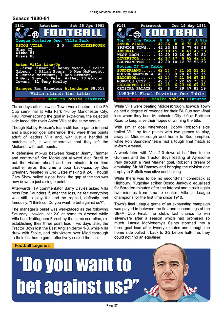 The Big Matches Of The Day 1980s featuring Aston Villa