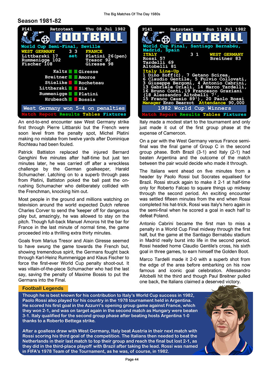 The Big Matches Of The Day 1980s featuring the World Cup