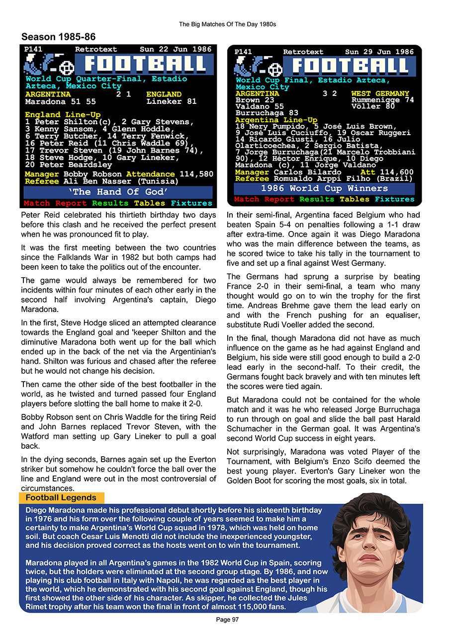 The Big Matches Of The Day 1980s featuring the World Cup