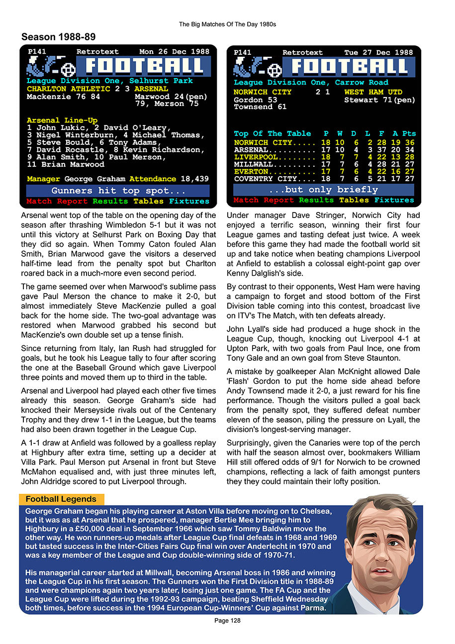 The Big Matches Of The Day 1980s featuring Arsenal