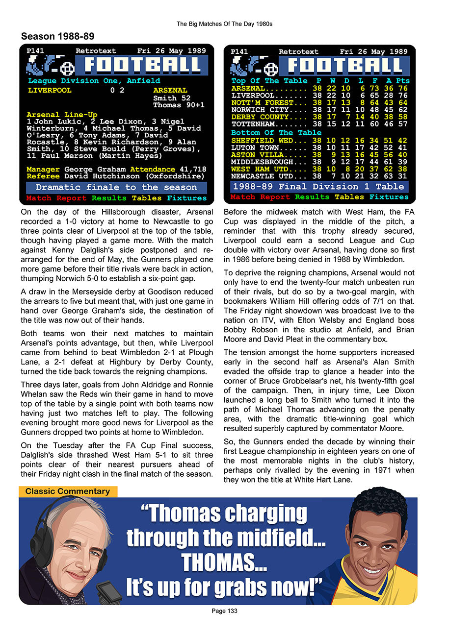 The Big Matches Of The Day 1980s featuring Arsenal