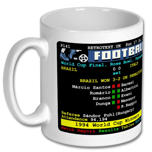 Brazil 1994 World Cup Winners Teletext Mug Ceramic 11oz mug Retrotext