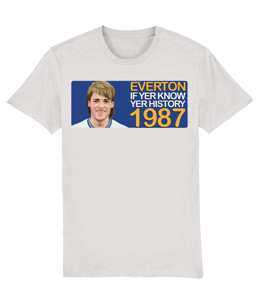 Everton 1987 Pat van den Hauwe If Yer Know Yer History Unisex T-Shirt