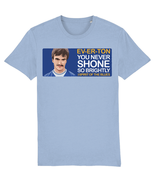 Everton Derek Mountfield The Spirit Of The Blues Unisex T-Shirt Stanley/Stella Retrotext Sky Blue X-Small 