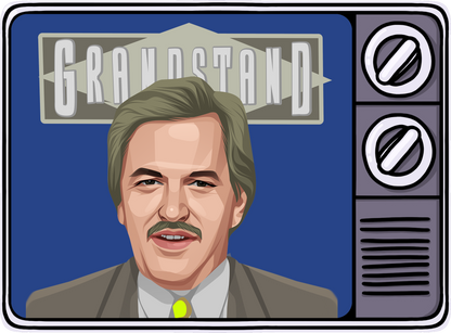 Retrotext book cover featuring a cartoon illustration of a 1980s television set displaying a man with a mustache