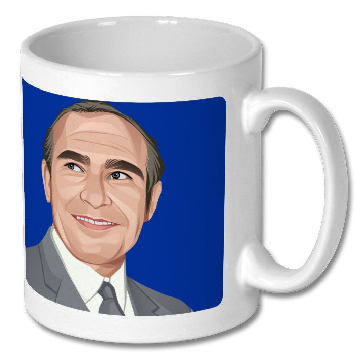 Retrotext ceramic mug featuring a portrait of Alf Ramsey, celebrating the 1962 Ipswich Town Division One championship.