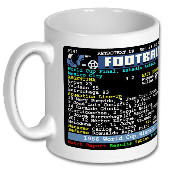 Argentina 1986 World Cup Winners Teletext Mug Ceramic 11oz mug Retrotext