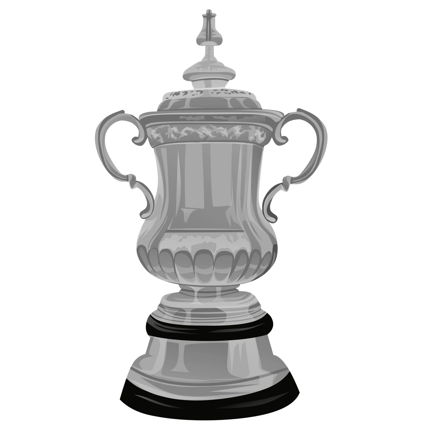 Retrotext Arsenal 2015 FA Cup winners trophy illustration on a ceramic mug with a black background