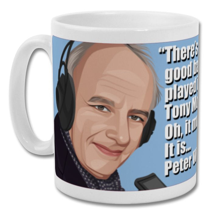 Retrotext Aston Villa 1982 ceramic mug featuring Brian Moore illustration and iconic commentary quote