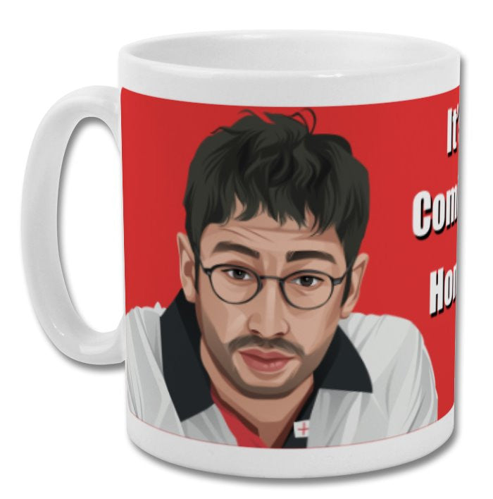 Retrotext 11oz glossy white ceramic mug featuring a Baddiel and Skinner Euro 96 It's Coming Home graphic design