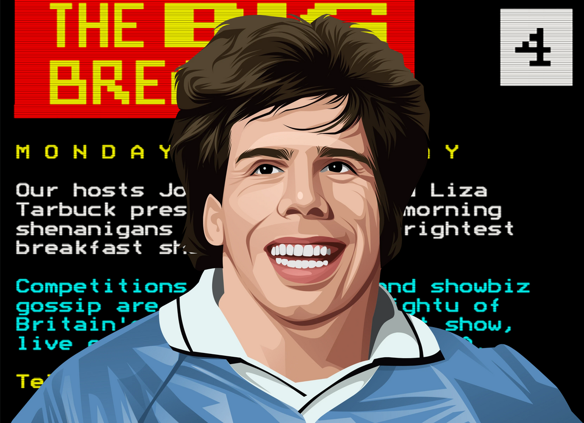 Retrotext The Big Matches Of The Day 1990s book cover featuring a retro illustration of a smiling footballer