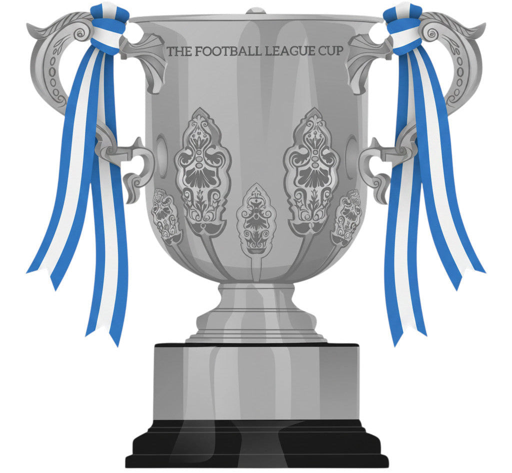 Retrotext Chelsea 2015 League Cup winners ceramic mug featuring a retro teletext graphic of the iconic trophy