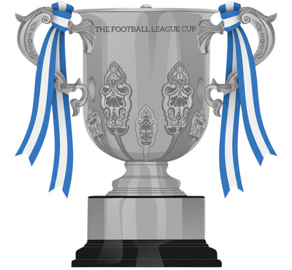 Retrotext Chelsea 2015 League Cup winners ceramic mug featuring a retro teletext graphic of the iconic trophy