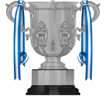 Retrotext Chelsea 2015 League Cup winners mug featuring a glossy white finish and commemorative trophy illustration.