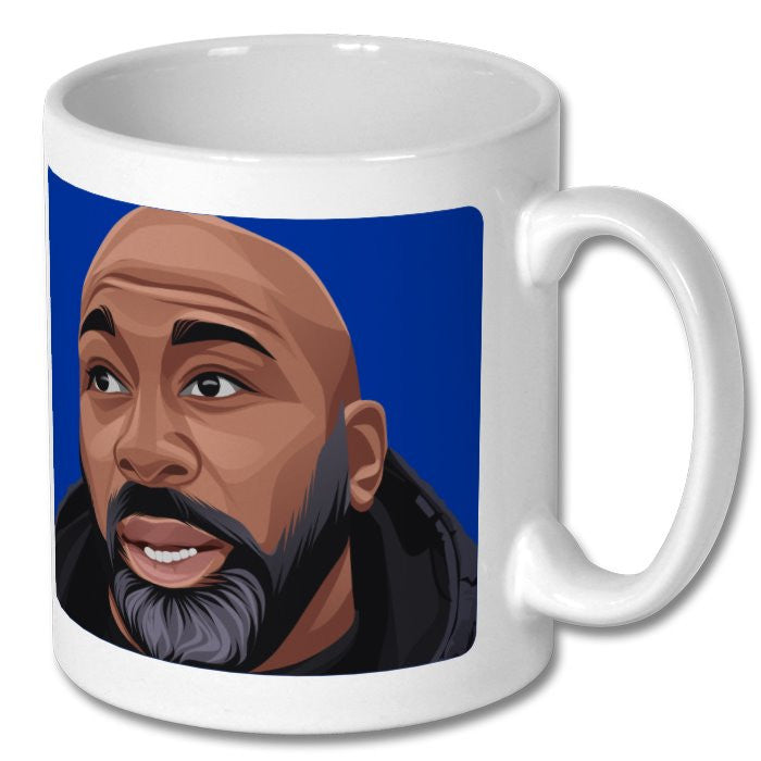 Retrotext Sheffield Wednesday Darren Moore 11oz glossy white ceramic mug featuring a teletext-style illustration