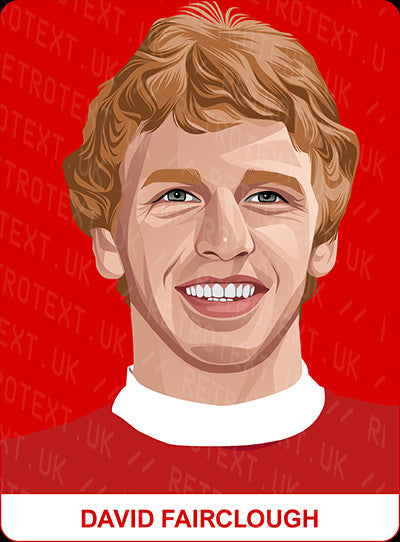 Retrotext personalised Liverpool Legends mug featuring a vibrant illustration of David Fairclough on a red background