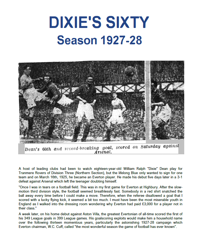 Retrotext Dixie's Sixty book cover featuring a black and white historical photograph of Dixie Dean scoring a goal.