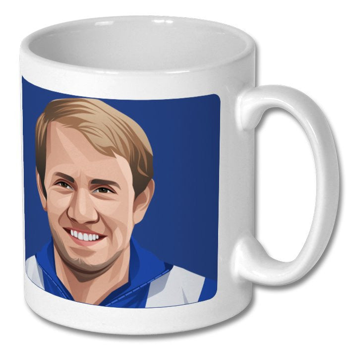 Retrotext Everton 1987 Division One Champions mug featuring a glossy white finish and a player illustration
