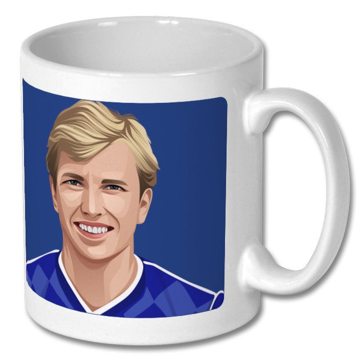 Retrotext Everton 1987 Division One Champions mug featuring a glossy white finish and a player illustration