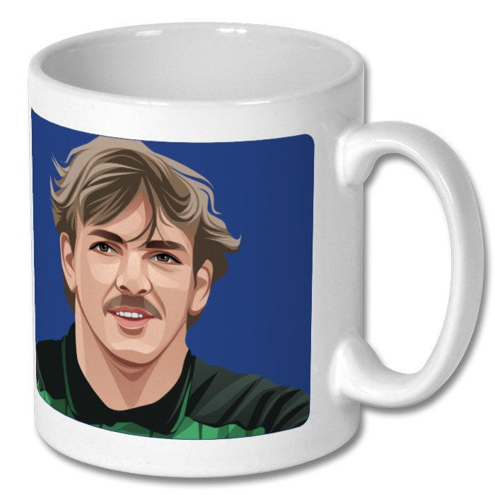 Retrotext Everton 1987 Division One Champions mug featuring a glossy white finish and a player illustration