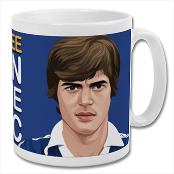 Retrotext Everton Duncan McKenzie football legend ceramic mug with glossy white finish and wraparound player graphic