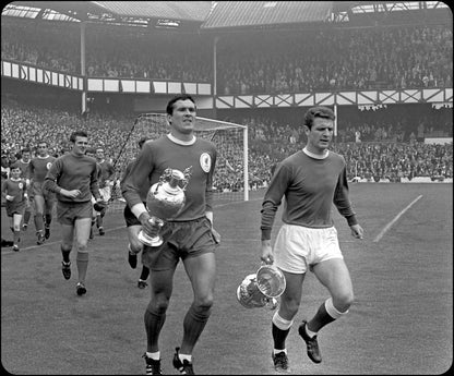 Retrotext The 80s Team book cover featuring Everton players carrying trophies on the Goodison Park pitch in 1966