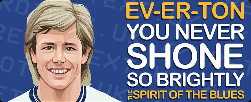 Retrotext Everton Spirit Of The Blues wraparound mug design featuring a player illustration and team lyrics.