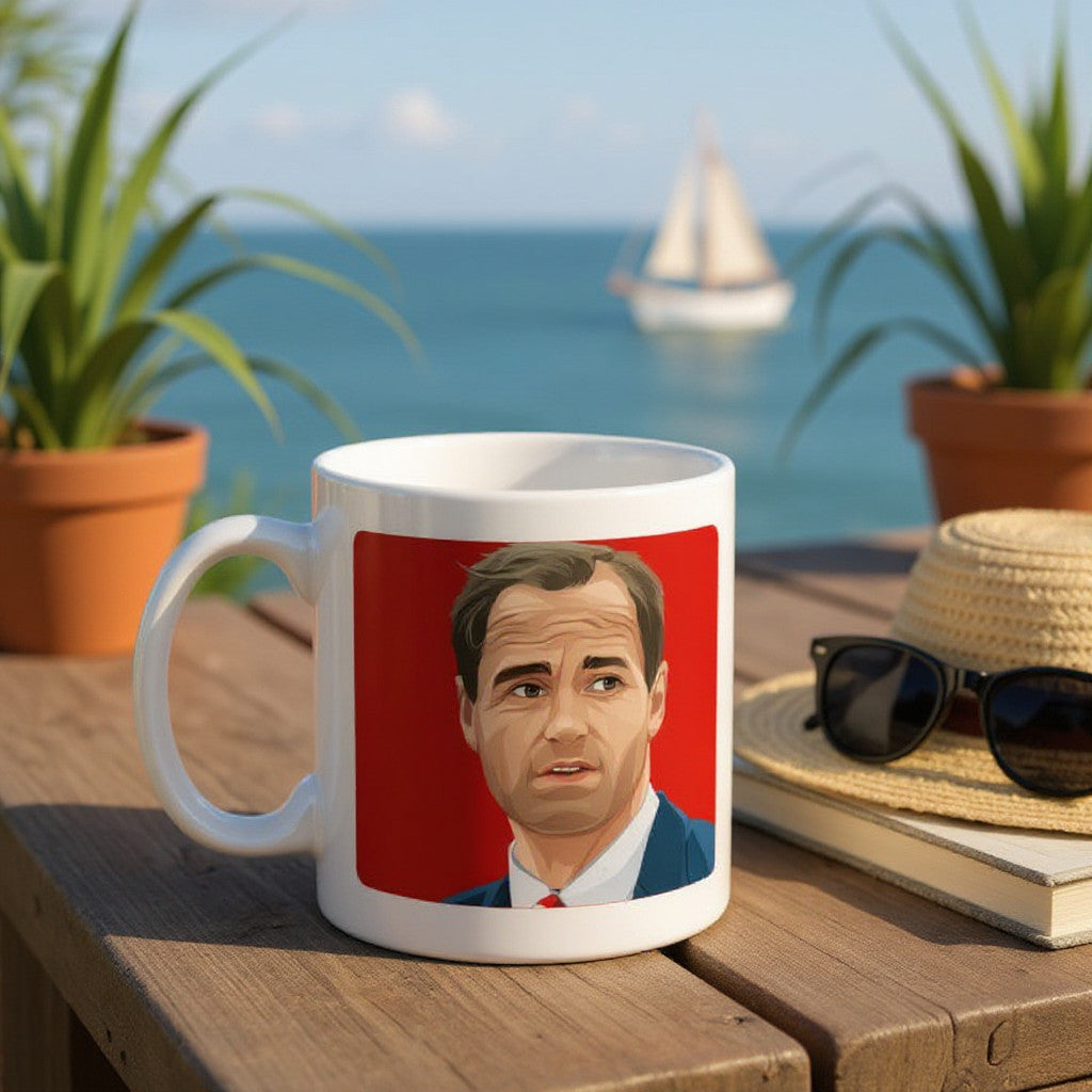 Retrotext Arsenal 1991 Division One Champions George Graham mug with glossy white finish and red graphic illustration