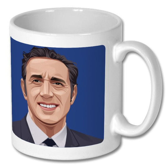Retrotext Everton 1962-63 Champions mug featuring a glossy white finish and a portrait of manager Harry Catterick.