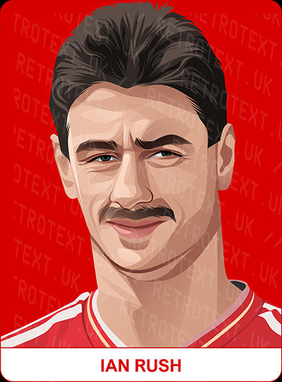 Retrotext personalised Liverpool Legends mug featuring a detailed illustration of football legend Ian Rush