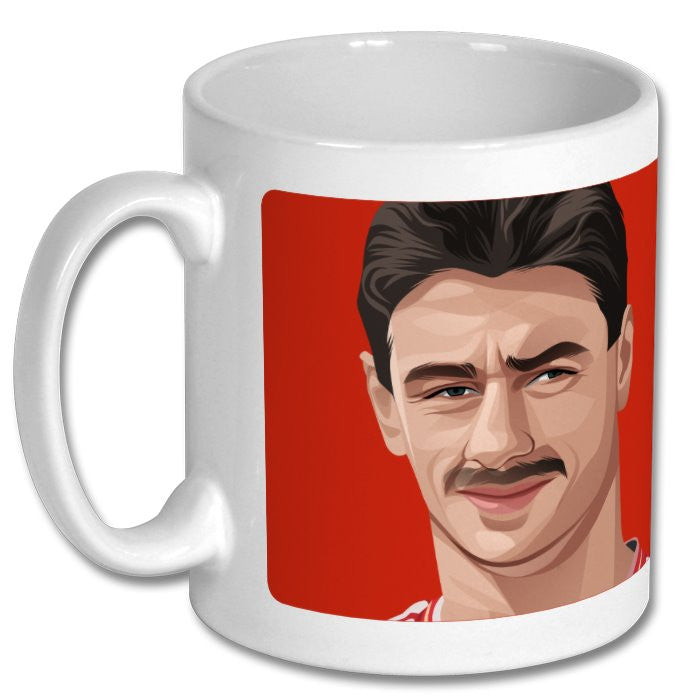 Retrotext Liverpool 1989 FA Cup Ian Rush ceramic mug featuring a vibrant illustration of the legendary striker