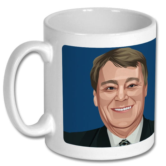 Retrotext Blackburn Rovers 1995 Champions Jack Walker glossy white 11oz ceramic mug with a blue portrait graphic